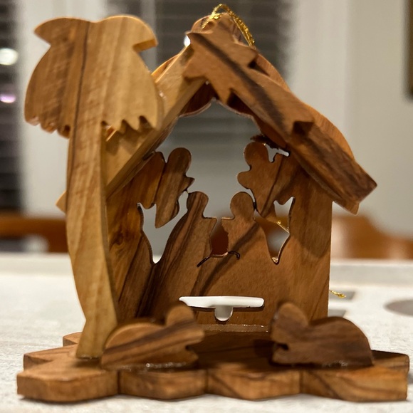Genuine Olive Wood Small Nativity Scene Ornament Israel Holy Land In Box - Picture 4 of 14